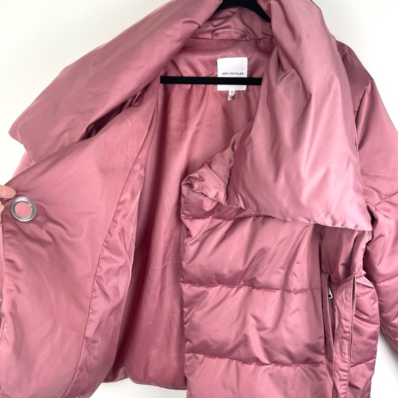 AVEC LES FILLES Pink Puffer Wrap Jacket, Small, Thermal Puff Coat, Dusty Rose - Picture 6 of 16